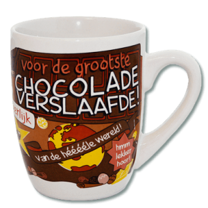 Cartoon Mok- Chocolade verslaafde