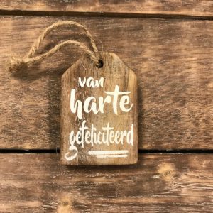 Van harte gefeliciteerd label / bruin