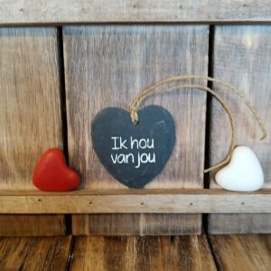 NATUURSTEEN HART MET TEKST : IK HOU VAN JOU
